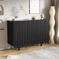 Credenza a goccia, con ante sagomate,  120×37,5×80,8 cm, Nero