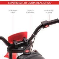 Moto da Cross Elettrica per Bambini da 3-5 Anni, Moto Elettrica per Bambini con Batteria 12V Ricaricabile e Rotelline Rimovibili, 106.5x51.5x68cm, Rosso
