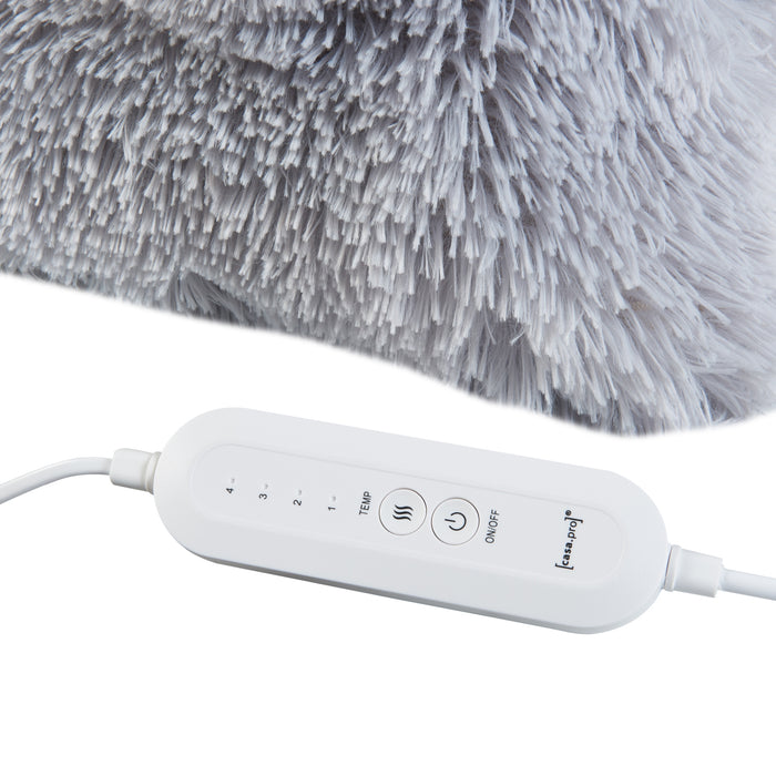 Cuscino Elettrico Capurso Termoforo 40 x 40 cm in Tessuto Peluche Grigio [en.casa]
