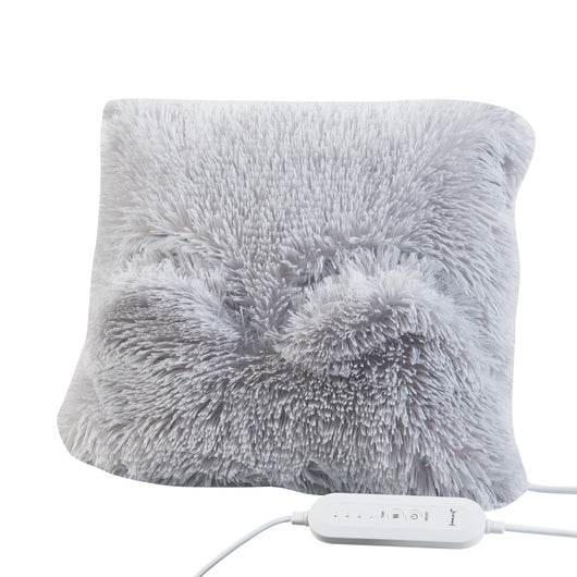 Cuscino Elettrico Capurso Termoforo 40 x 40 cm in Tessuto Peluche Grigio [en.casa]