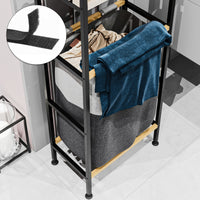 Mobile Portabiancheria Pello a 2 Ripiani in Legno e Sacco Rimovibile per Bucato [en.casa]