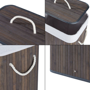 Cesto Portabiancheria Salla con Coperchio e Sacco Rimovibile 72 L Bambù Marrone Scuro [en.casa]