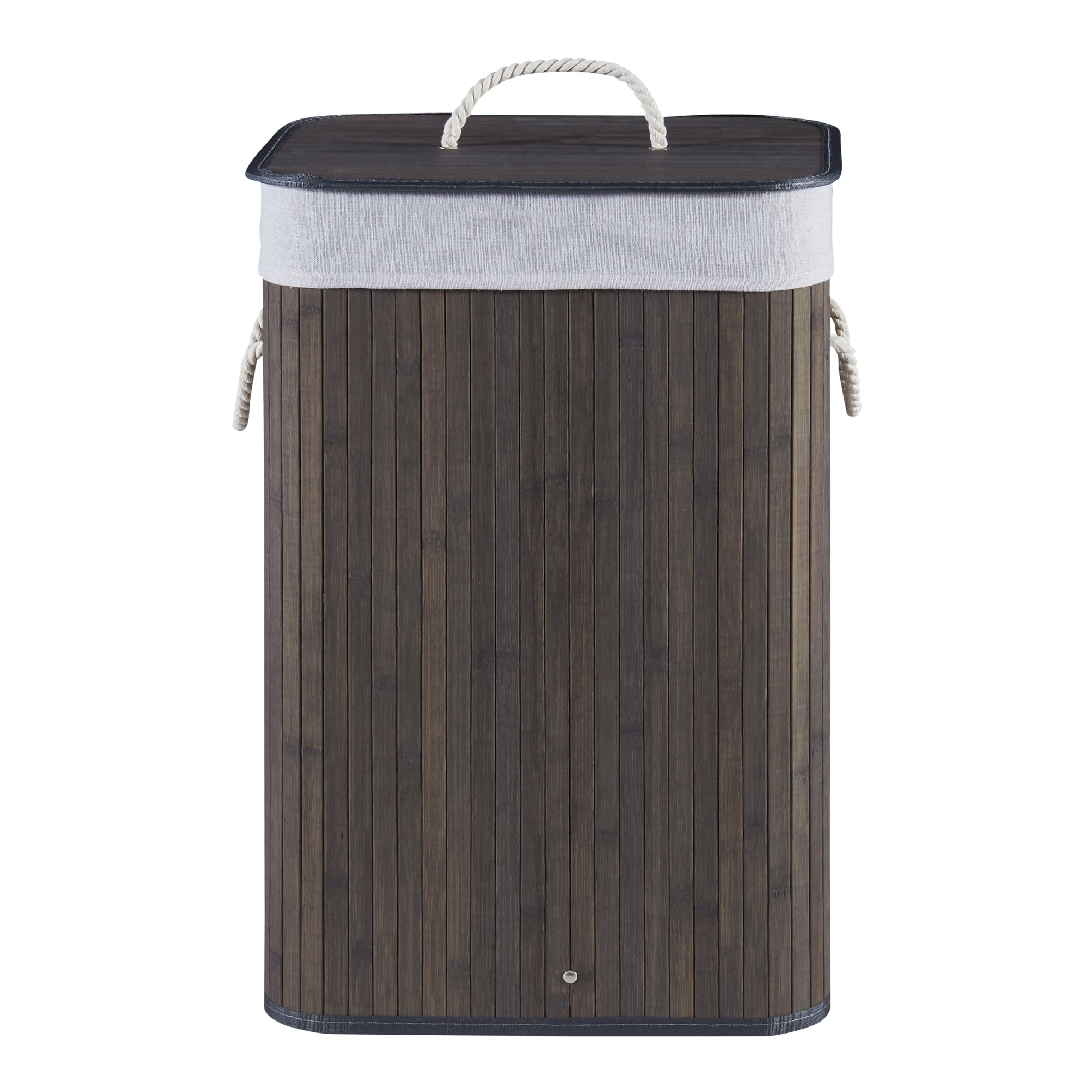 Cesto Portabiancheria Salla con Coperchio e Sacco Rimovibile 72 L Bambù Marrone Scuro [en.casa]