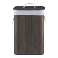 Cesto Portabiancheria Salla con Coperchio e Sacco Rimovibile 72 L Bambù Marrone Scuro [en.casa]