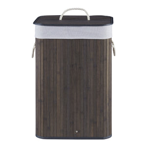 Cesto Portabiancheria Salla con Coperchio e Sacco Rimovibile 72 L Bambù Marrone Scuro [en.casa]