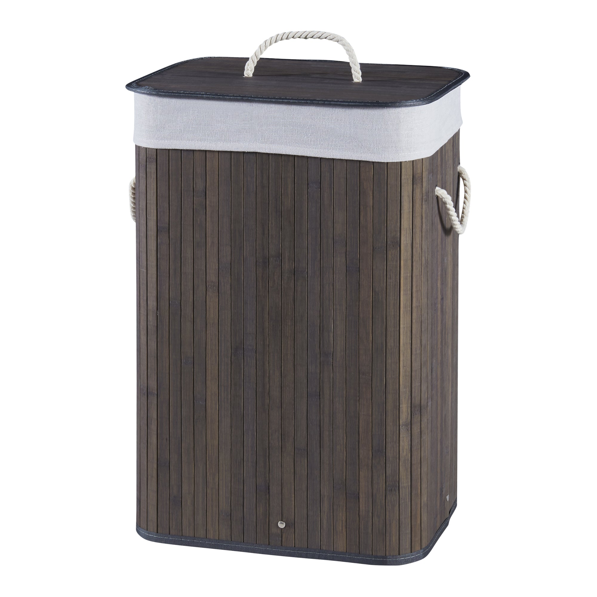 Cesto Portabiancheria Salla con Coperchio e Sacco Rimovibile 72 L Bambù Marrone Scuro [en.casa]