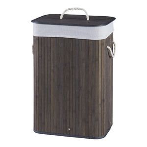 Cesto Portabiancheria Salla con Coperchio e Sacco Rimovibile 72 L Bambù Marrone Scuro [en.casa]