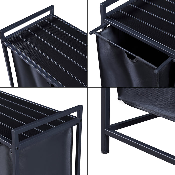 Mobile Portabiancheria Saltvik Sacchi Rimovibili Capienza 3x 45 L - Nero [en.casa]