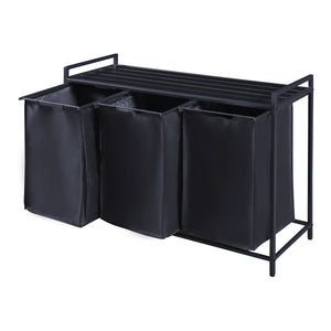 Mobile Portabiancheria Saltvik Sacchi Rimovibili Capienza 3x 45 L - Nero [en.casa]