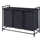 Cesto portabiancheria con 3 contenitori scorrevoli 76 x 103 x 38 cm nero 03_0008012