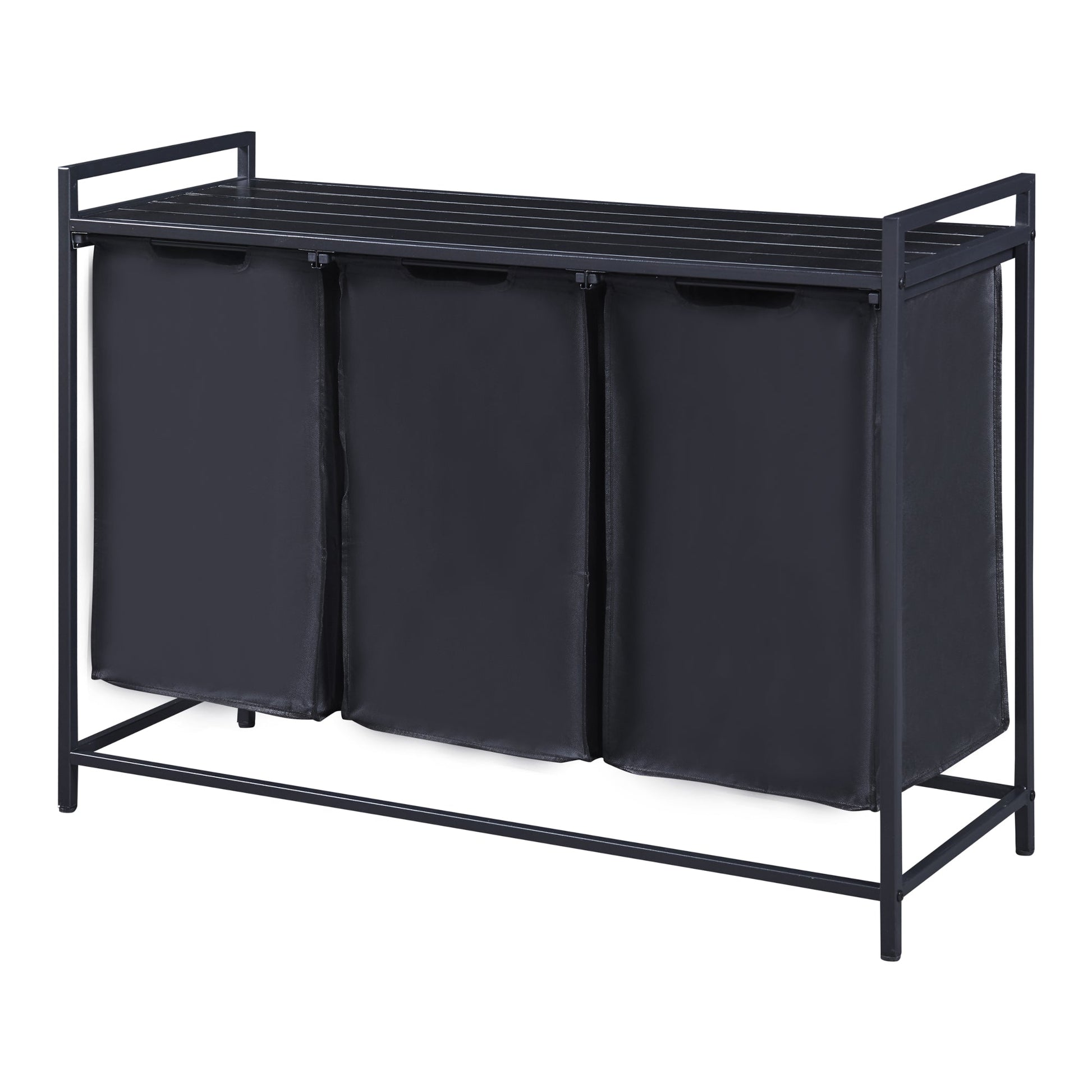 Cesto portabiancheria con 3 contenitori scorrevoli 76 x 103 x 38 cm nero 03_0008012