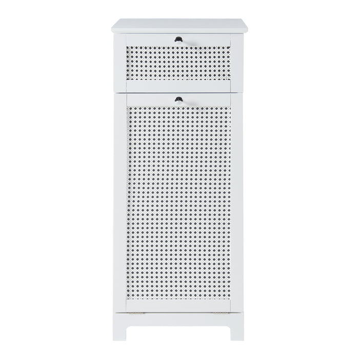 Mobile Portabiancheria Karlsøy con Contenitore Rimovibile e Cassetto - Bianco [en.casa]