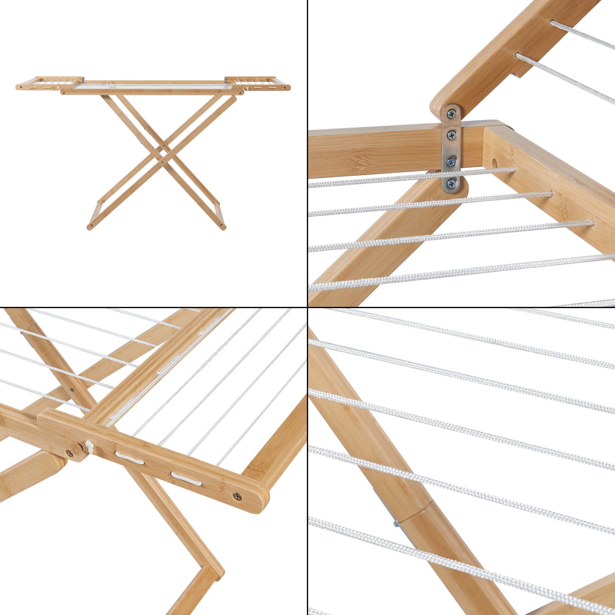 Stendino Pieghevole Fakala in Bambù - Naturale [en.casa]