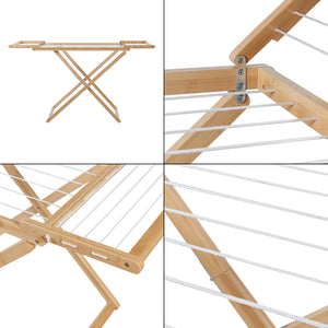 Stendino Pieghevole Fakala in Bambù - Naturale [en.casa]