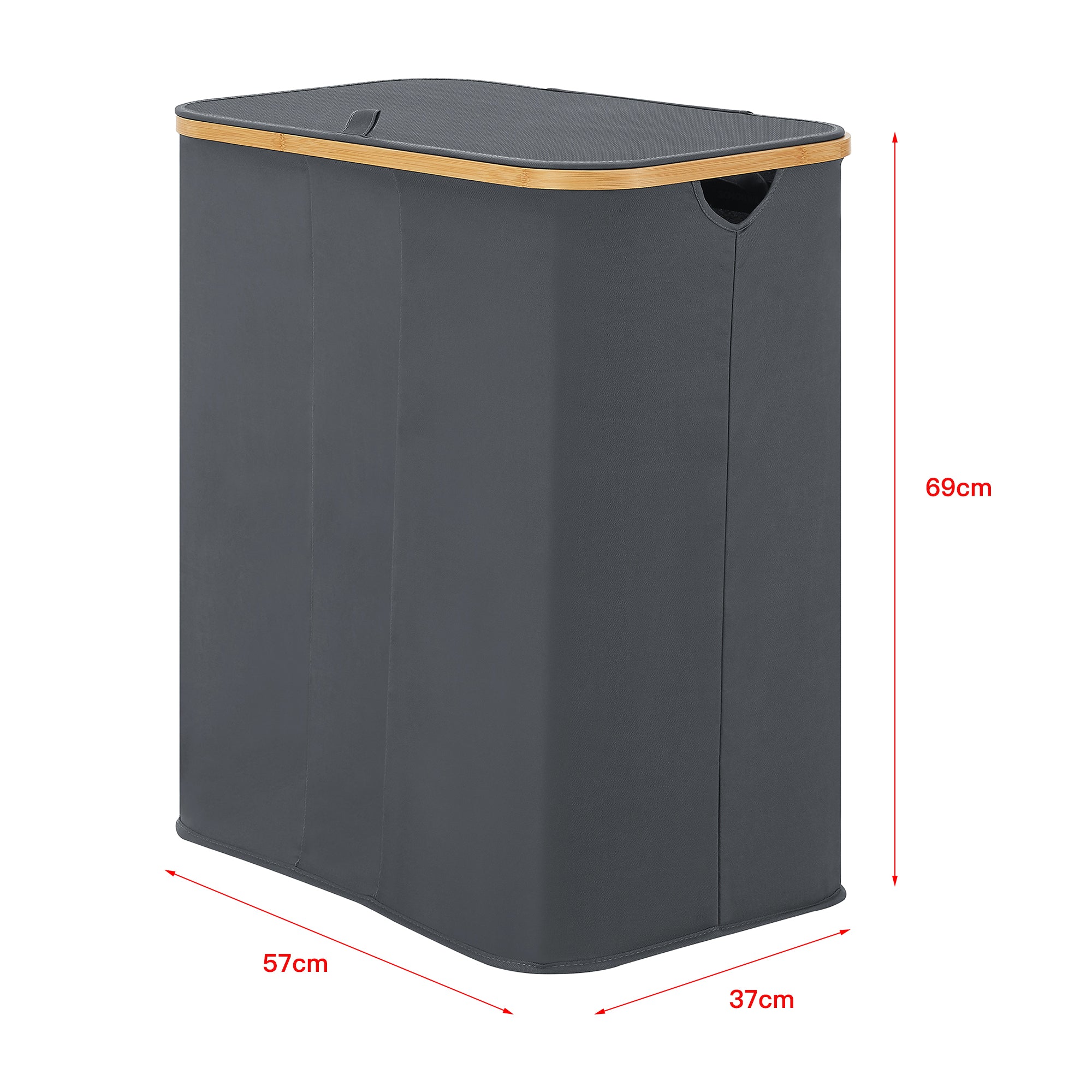 Cesto Portabiancheria Rusko con Coperchio e 3 Sacchi - Grigio Scuro [en.casa]