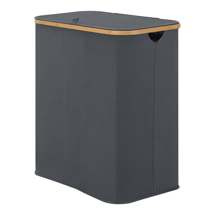 Cesto Portabiancheria Rusko con Coperchio e 3 Sacchi - Grigio Scuro [en.casa]