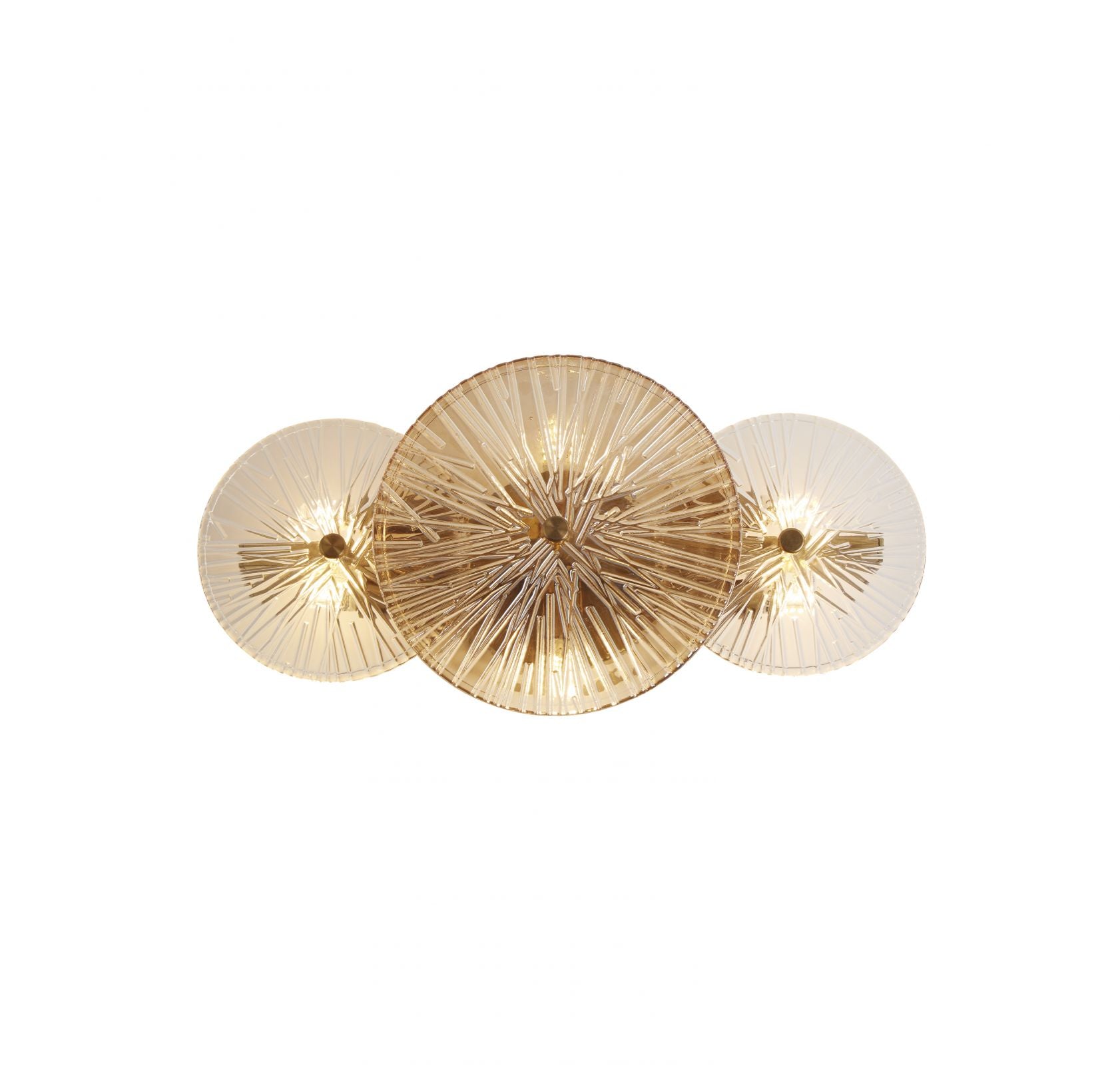 Wagon Wheel 6Lt Parete/A filo - Metallo bronzo, trasparente, vetro ambrato