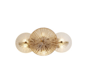 Wagon Wheel 6Lt Parete/A filo - Metallo bronzo, trasparente, vetro ambrato