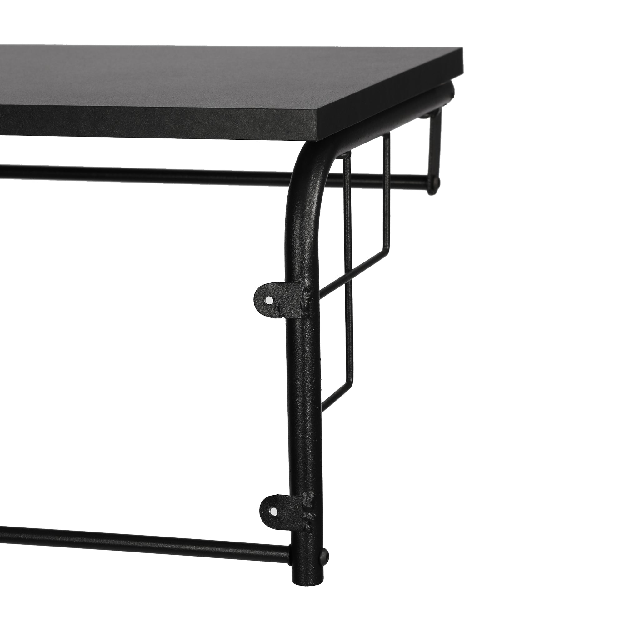 Appendiabiti a Parete 'Ølstykke' Attaccapanni da Muro con Ripiano e Barra Porta Abiti - Nero [en.casa]