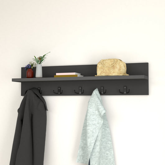 Appendiabiti da Parete Hammarö con Piano di Appoggio 80x13x18 cm Antracite [en.casa]