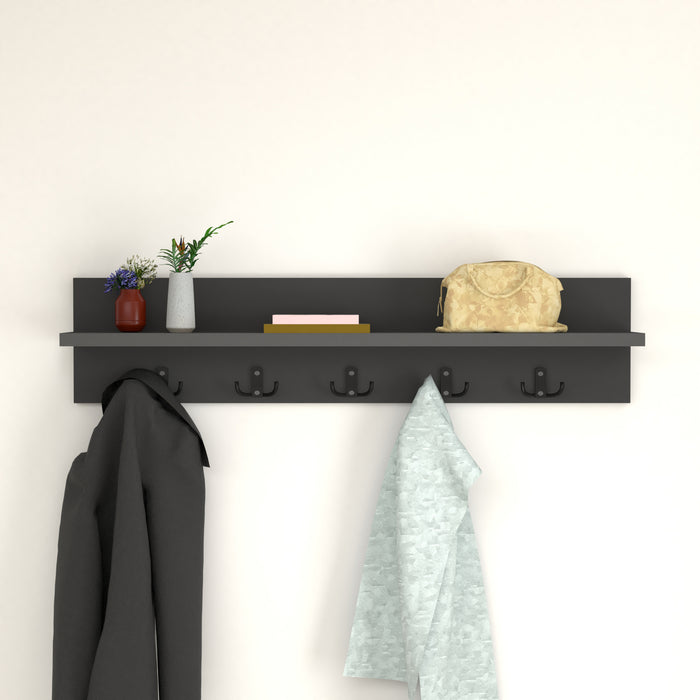 Appendiabiti da Parete Hammarö con Piano di Appoggio 80x13x18 cm Antracite [en.casa]