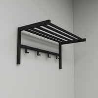 Appendiabiti a Parete 'Tolga' con Ripiano a Rete e 4 Ganci - Struttura in Metallo - Nero [en.casa]