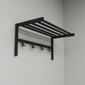 Appendiabiti a Parete 'Tolga' con Ripiano a Rete e 4 Ganci - Struttura in Metallo - Nero [en.casa]