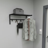 Appendiabiti a Parete 'Tolga' con Ripiano a Rete e 4 Ganci - Struttura in Metallo - Nero [en.casa]