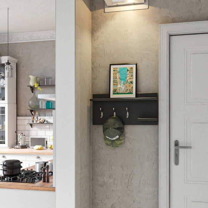 Appendiabiti da Parete Ånge con 2 Piani e 3 Ganci Doppi - Antracite [en.casa]