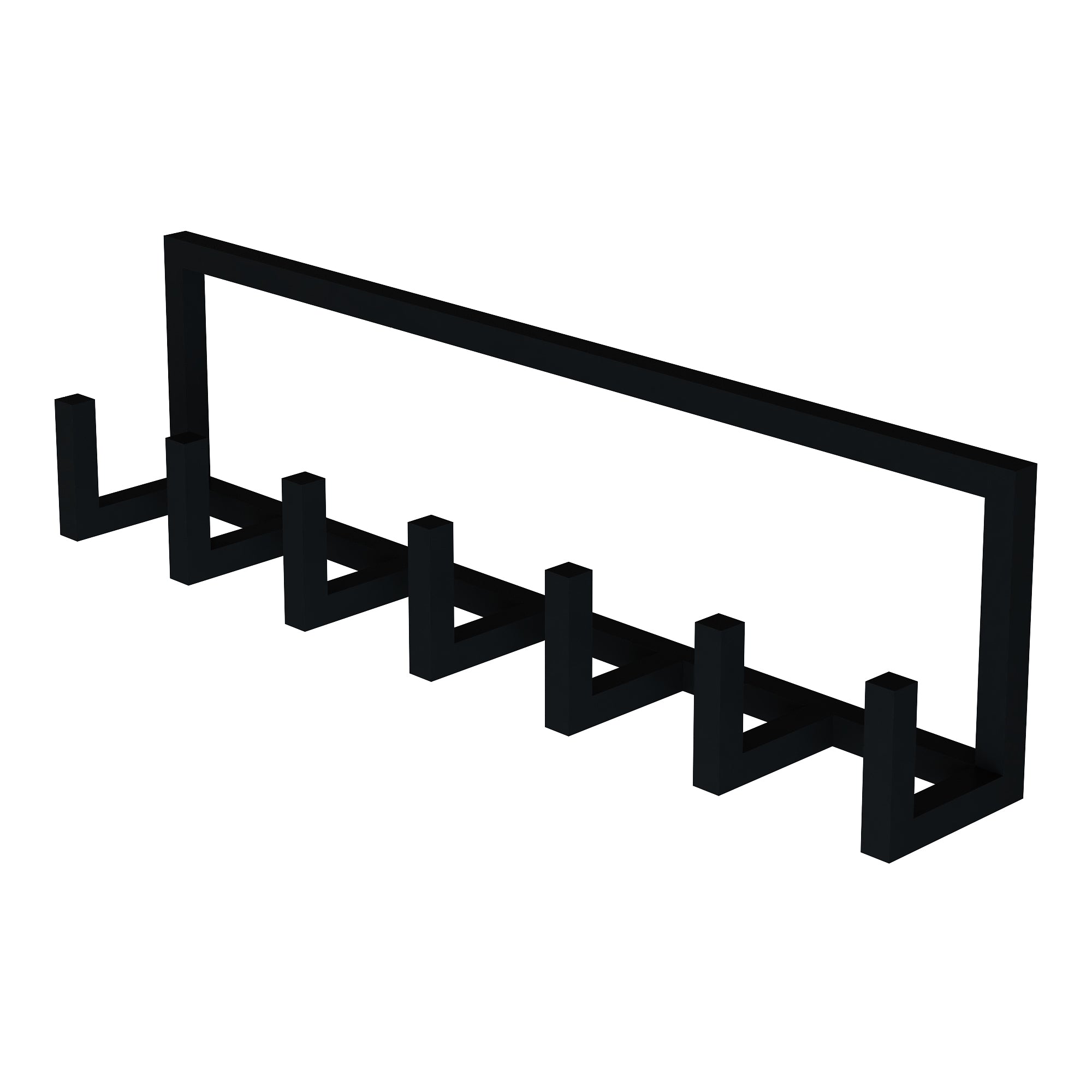 Appendiabiti da Parete Lyngen con 7 Ganci Porta Abiti 75 x 10 x 20 cm Acciaio Nero [en.casa]