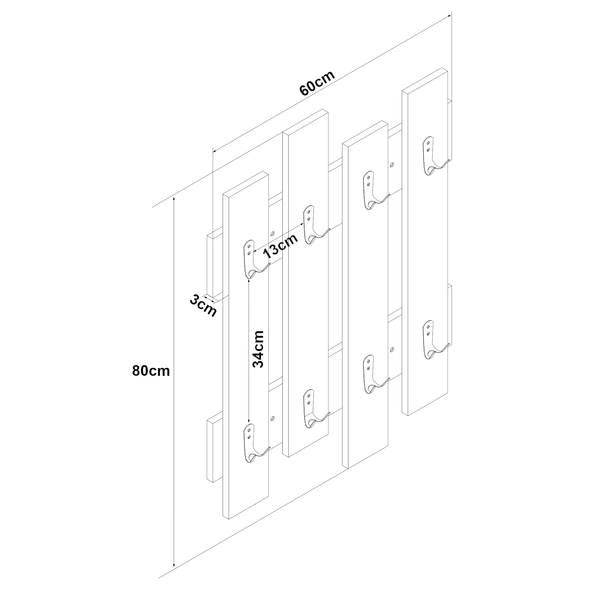 Appendiabiti da Muro Raseborg a 4 Pannelli per Ingresso 80 x 60 cm Effetto Rovere [en.casa]