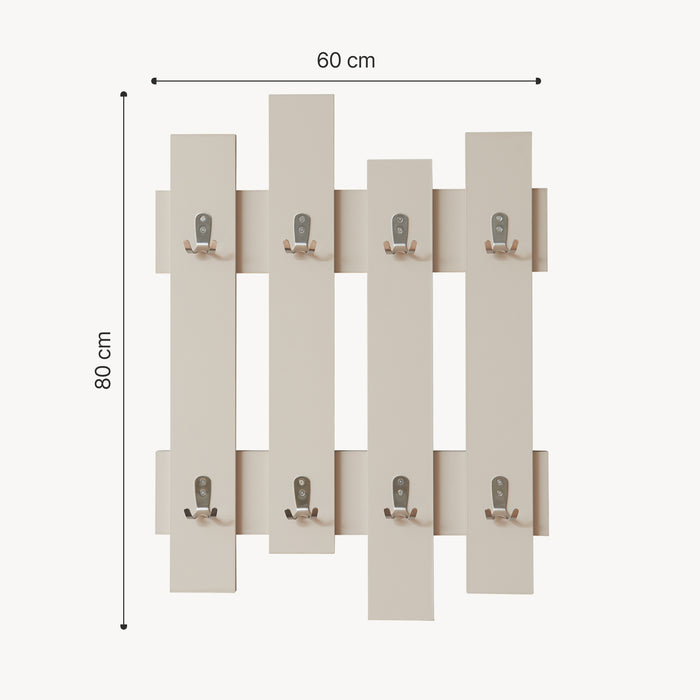 Appendiabiti da Muro Raseborg a 4 Pannelli per Ingresso 80 x 60 cm Beige [en.casa]