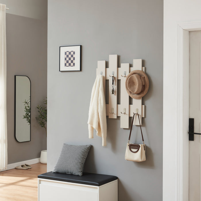 Appendiabiti da Muro Raseborg a 4 Pannelli per Ingresso 80 x 60 cm Beige [en.casa]