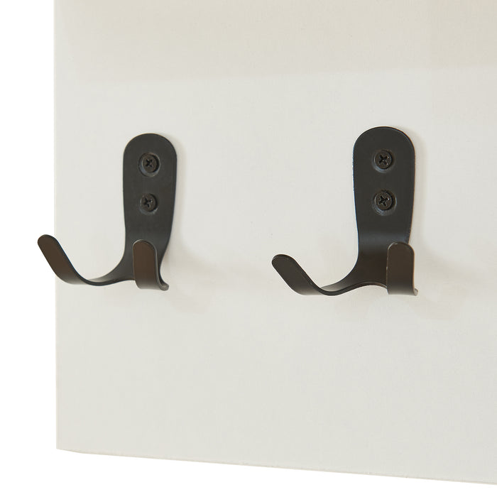 Appendiabiti a Parete Botaruvn con Ripiani e Ganci Doppi 34 x 59 x 13 cm - Beige / Bianco [en.casa]