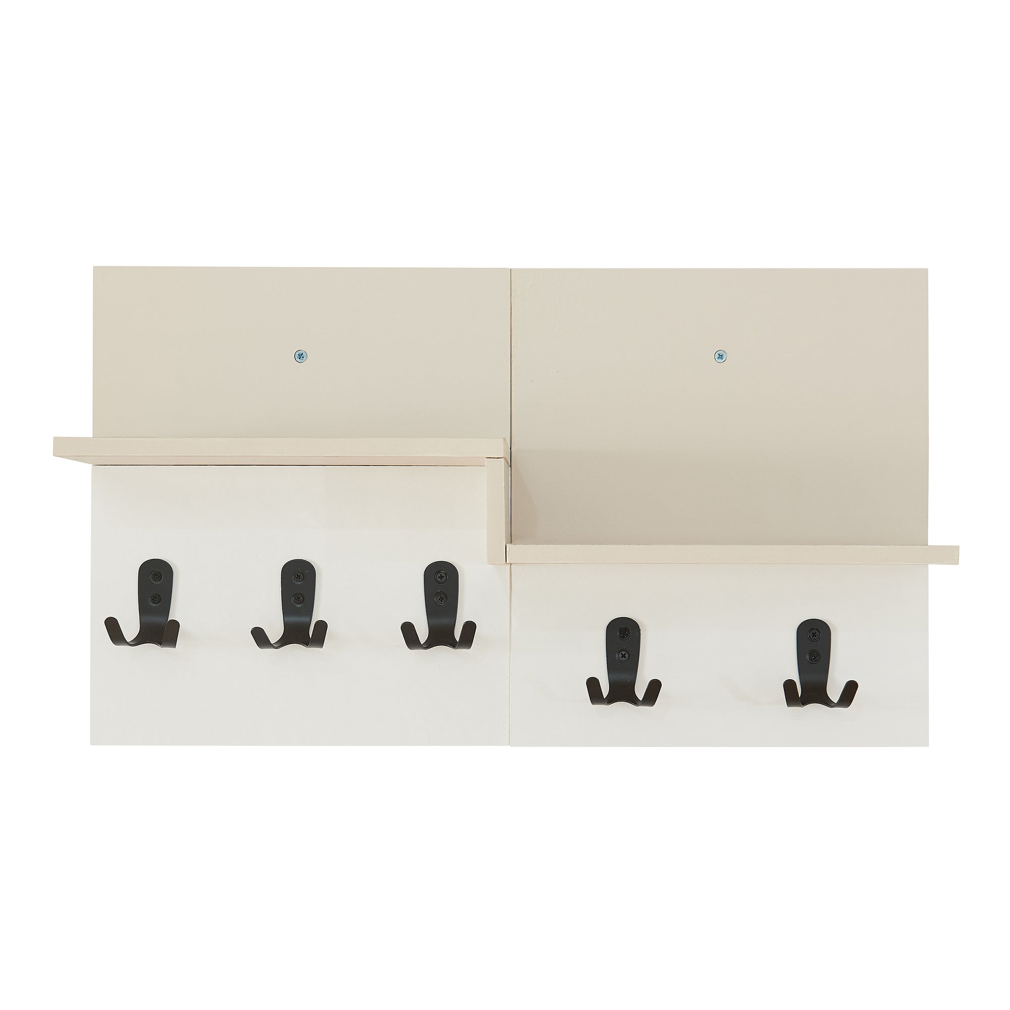 Appendiabiti a Parete Botaruvn con Ripiani e Ganci Doppi 34 x 59 x 13 cm - Beige / Bianco [en.casa]