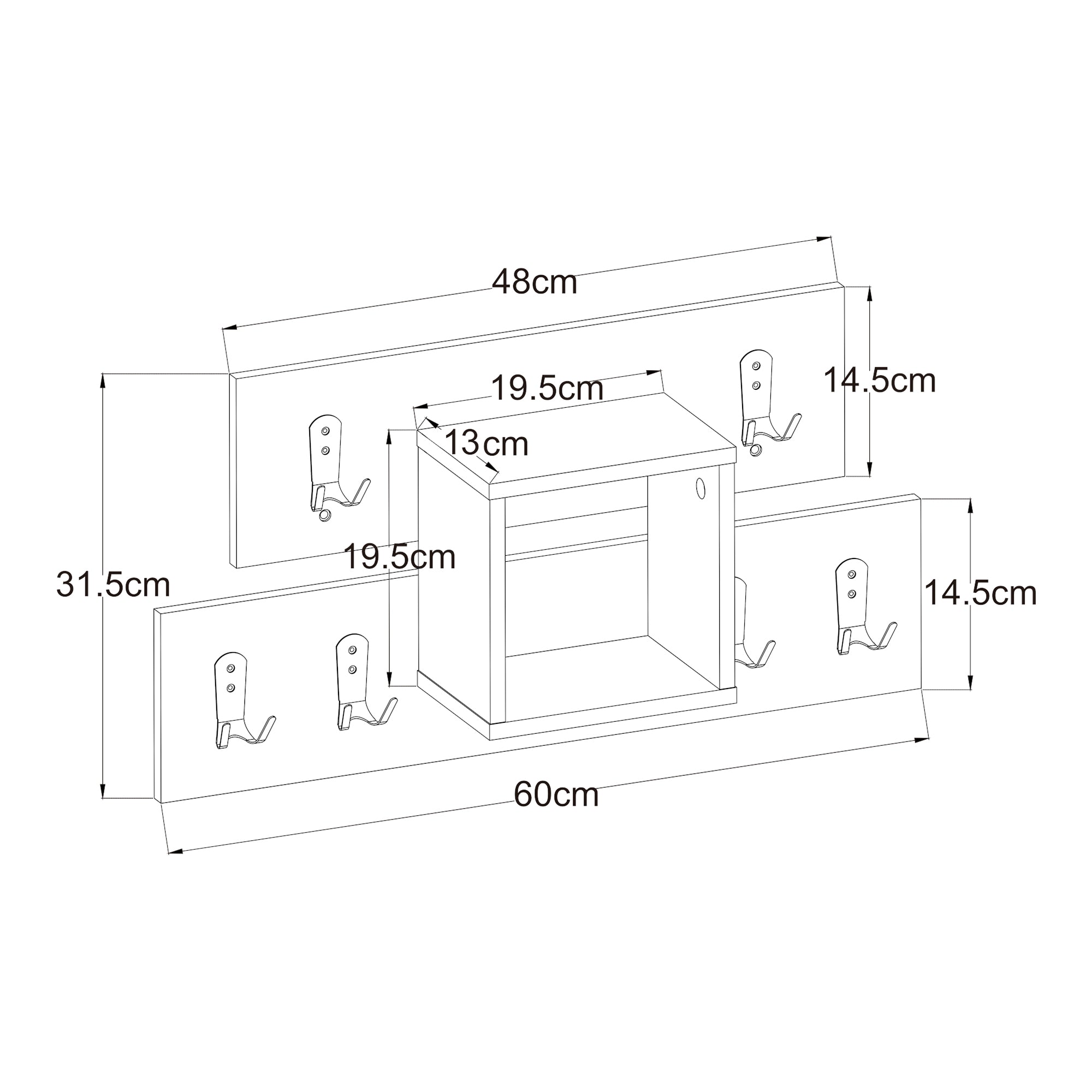 Appendiabiti a Parete Vänd con Scomparto Aperto 32 x 60 x 14 cm - Bianco [en.casa]