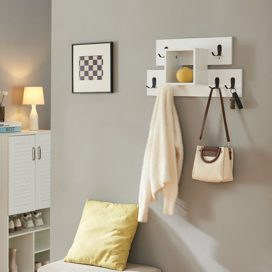 Appendiabiti a Parete Vänd con Scomparto Aperto 32 x 60 x 14 cm - Bianco [en.casa]