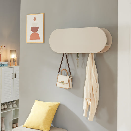 Appendiabiti da Parete Vilkön con Anta a Ribalta e Ganci 80 x 16 x 30 cm - Beige [en.casa]