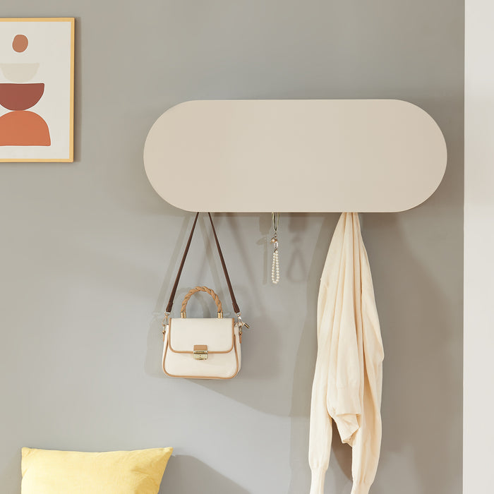 Appendiabiti da Parete Vilkön con Anta a Ribalta e Ganci 80 x 16 x 30 cm - Beige [en.casa]