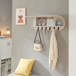 Appendiabiti da Parete Vilkön con Anta a Ribalta e Ganci 80 x 16 x 30 cm - Beige [en.casa]