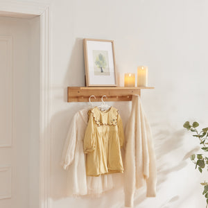 Appendiabiti da Parete Fjord con Mensola e Appendini a Stecche - Bambù Naturale [en.casa]