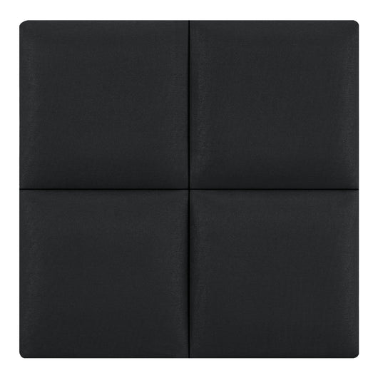 Set Carpino di 4 Pannelli Murali Imbottiti Rivestiti in Tessuto Nero 30x30 cm [neu.haus]