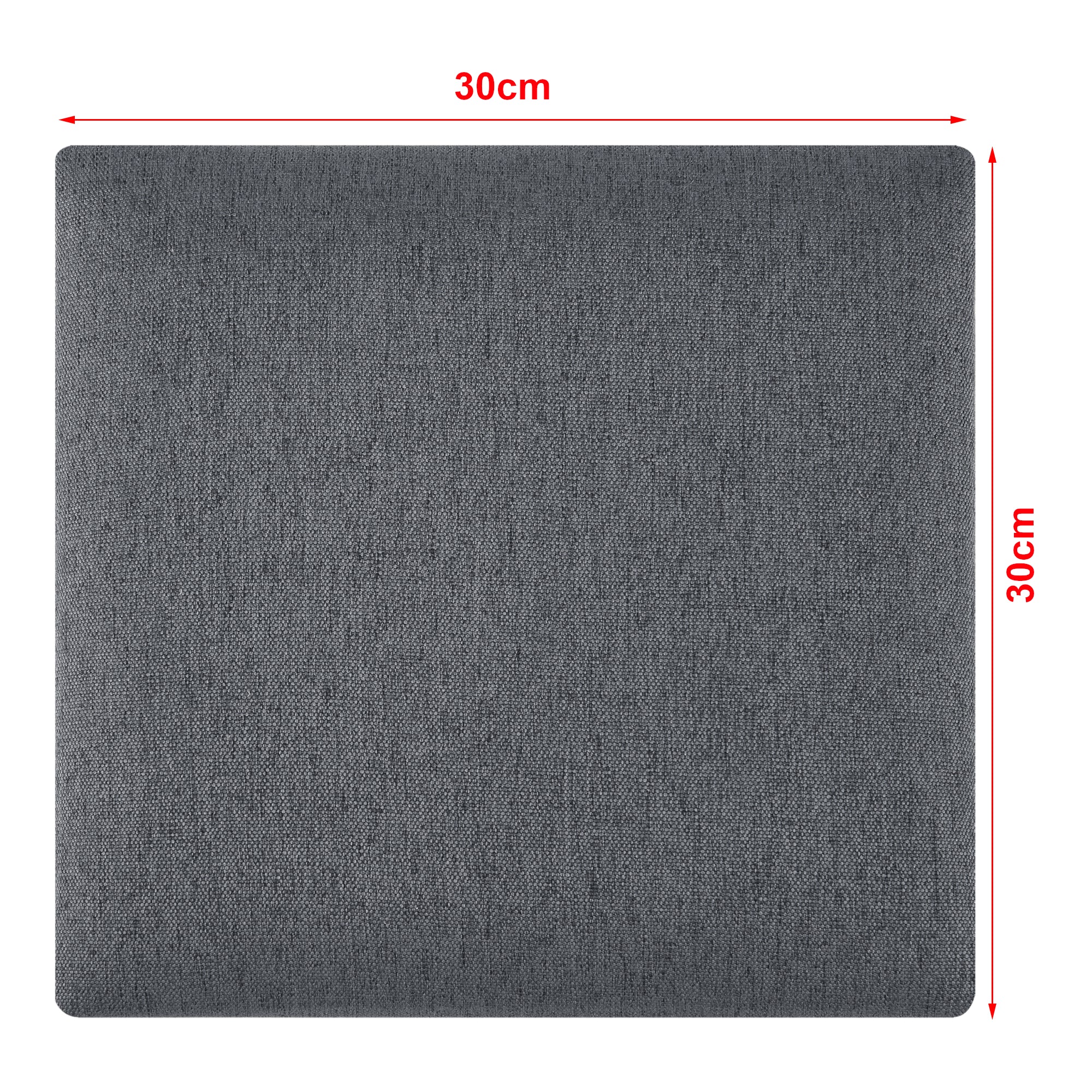 Set Carpino di 4 Pannelli Murali Imbottiti Rivestiti in Tessuto Grigio Scuro 30x30 cm [neu.haus]