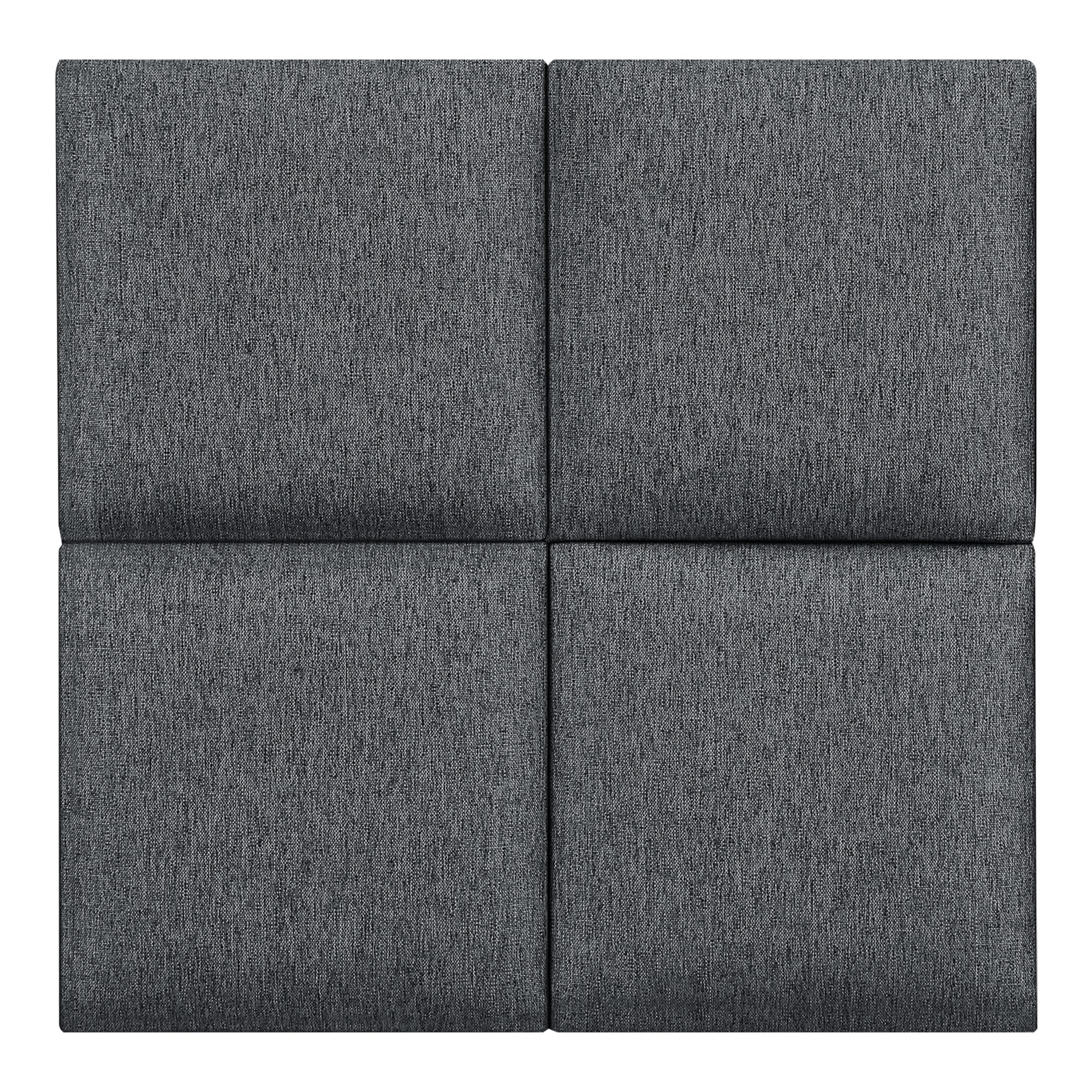 Set Carpino di 4 Pannelli Murali Imbottiti Rivestiti in Tessuto Grigio Scuro 30x30 cm [neu.haus]