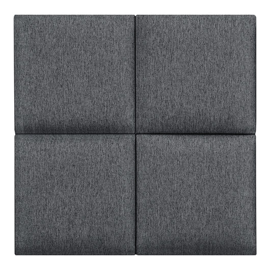 Set Carpino di 4 Pannelli Murali Imbottiti Rivestiti in Tessuto Grigio Scuro 30x30 cm [neu.haus]