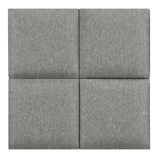 Set Carpino di 4 Pannelli Murali Imbottiti Rivestiti in Tessuto Grigio Chiaro 30x30 cm [neu.haus]