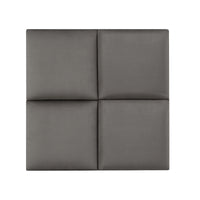 Set Carpino di 4 Pannelli Murali Imbottiti Rivestiti in Tessuto Velluto Grigio Scuro 30x30 cm [neu.haus]
