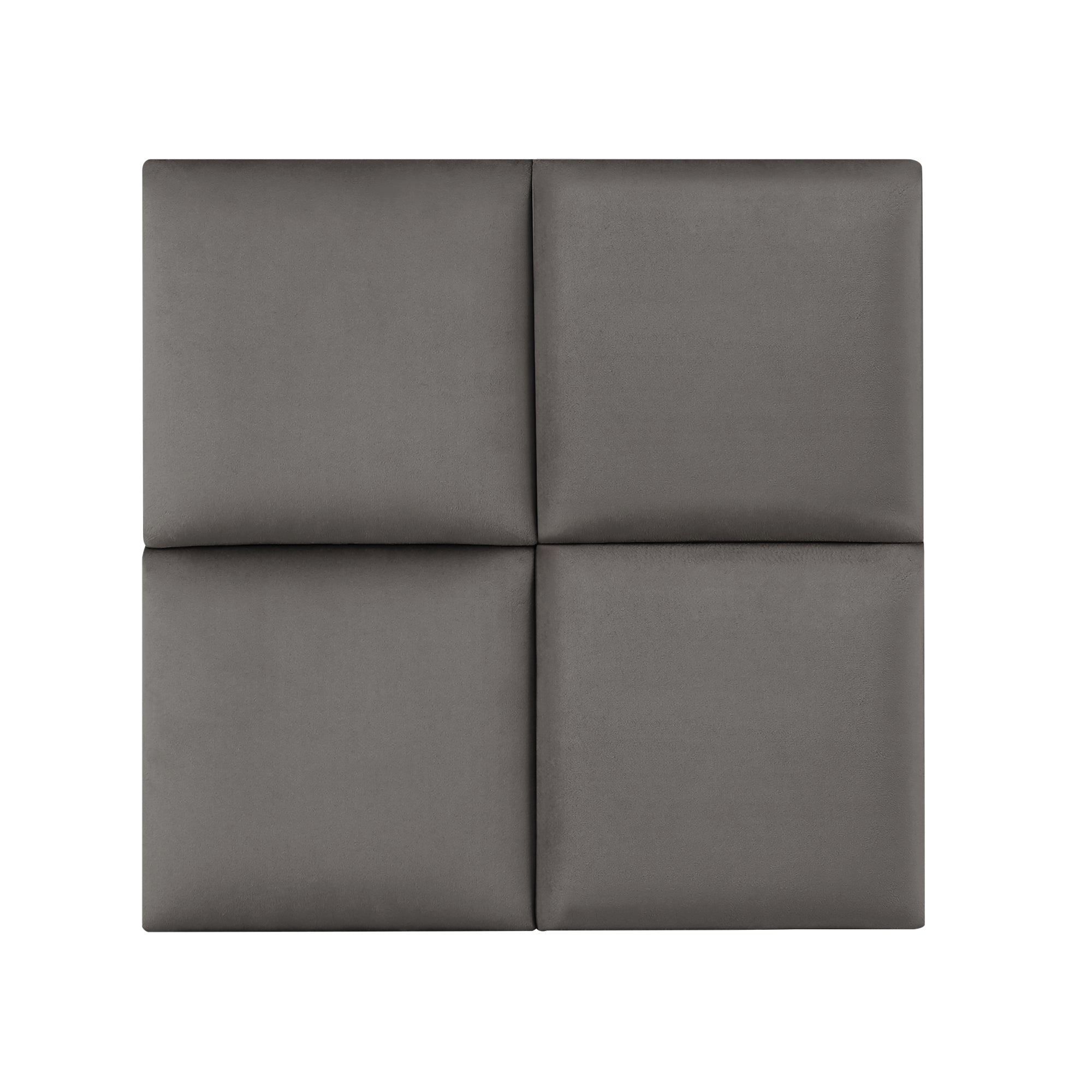 Set Carpino di 4 Pannelli Murali Imbottiti Rivestiti in Tessuto Velluto Grigio Scuro 30x30 cm [neu.haus]