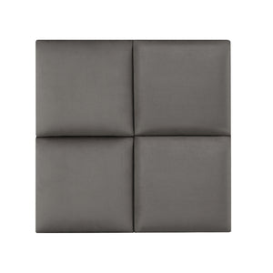 Set Carpino di 4 Pannelli Murali Imbottiti Rivestiti in Tessuto Velluto Grigio Scuro 30x30 cm [neu.haus]