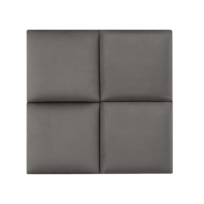 Set Carpino di 4 Pannelli Murali Imbottiti Rivestiti in Tessuto Velluto Grigio Scuro 30x30 cm [neu.haus]